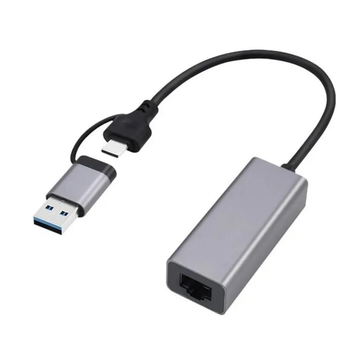 Adaptor USB + Type-C to LAN Gigabit Κάρτα Δικτύου Gembird | axd.gr