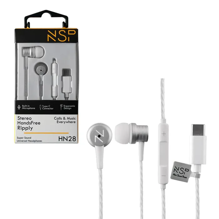 Ακουστικά HandsFree Earphones NSP HN28 +Mic Ενσύρματο Type-C | axd.gr