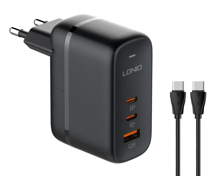 Φορτιστής 65W QC3.0 USB/2x USB-C + 1m Type-C Cable LDNIO | axd.gr