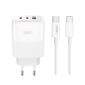 Φορτιστής 65W Triple USB+2xUSB-C QC4.0 PD3+ καλώδιο 1m XO L139