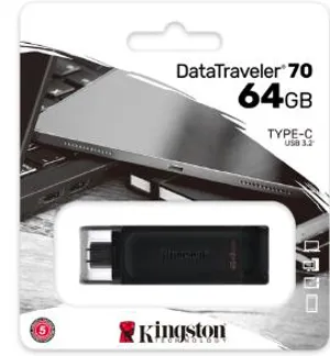 Kingston Flash 64GB Disk DT70 Type-C USB 3.2 5YW