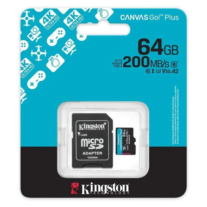 Kingston MicroSDHC 64GB Canvas Go!Plus SDCG4/64GB Cl10+Adptr | axd.gr