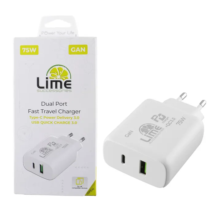 Φορτιστής 75W USB/USB-C QC3.0 PD3 4.0A Lime | axd.gr