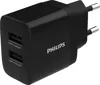 Τροφοδοτικό 17W PHILIPS 5V/2.4A DLP2620-12 2xUSB μαύρος Φορτιστής | axd.gr