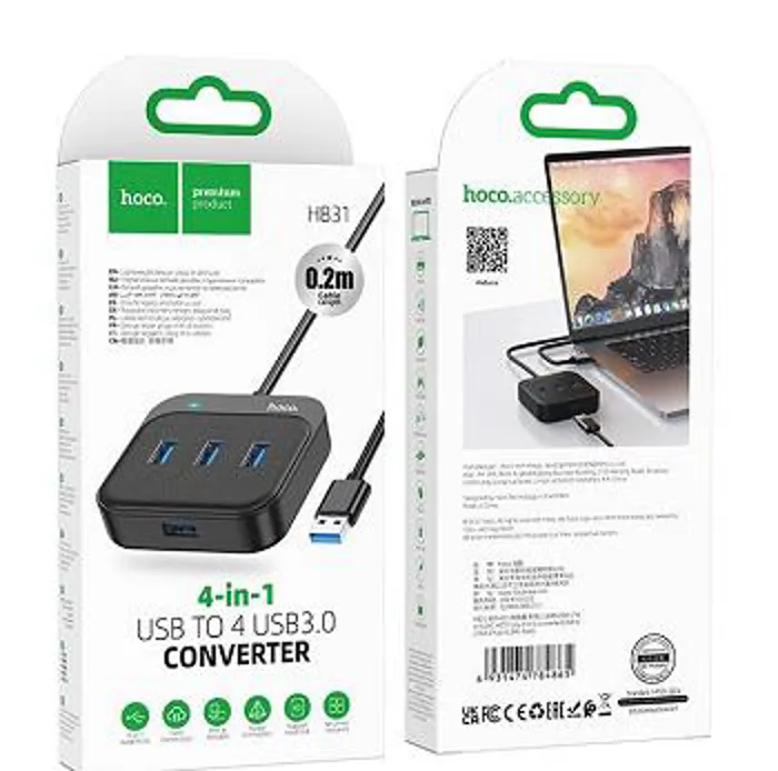 USB HUB 4Ports 1xUSB 3.0+3xUSB 2.0 HOCO HB26 | axd.gr